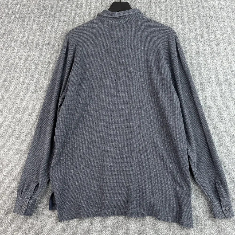 Polo Ralph Lauren Sweater Shirt Mens M Blue Gray Houndstooth Cotton Long Sleeve